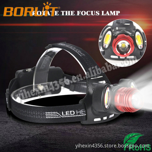 Boruit XQ-150 T6+2COB LED Head Lamp 4 Modes Zoomable Direct Charge Headlight